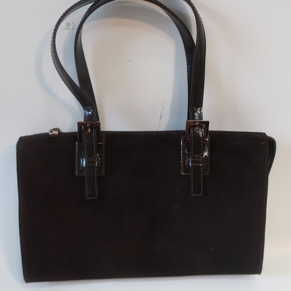 Authentic Fendi Dark Brown Suede Leather Borsa Manici Satchel Shoulder Handbag - Picture 3 of 16